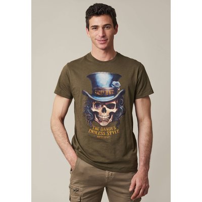 tshirt col rond avec tête de mort avec chapeau haut-de-forme DANDY DEELUXE