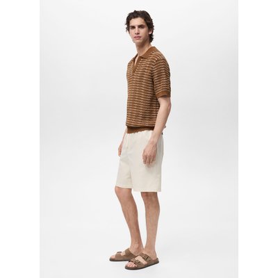 Polo maille ajourée et structurée rayures MANGO MAN