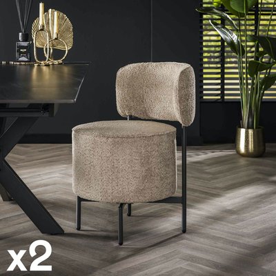 Fauteuil pivotant rond en bouclette sable (lot de 2) GALWAY PIER IMPORT
