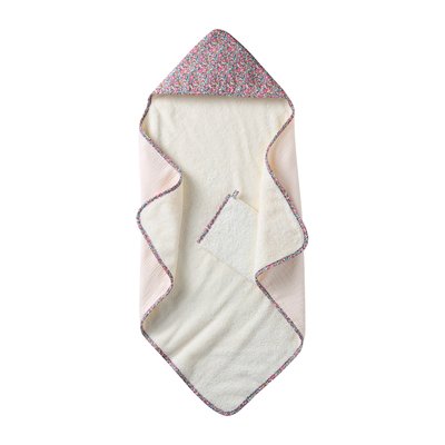 Coffret cadeau : cape de bain réversible et gant Liberty ENVIE DE FRAISE