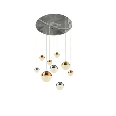 Suspensions  Planets 7,5W LED Chrome Cuivre Laiton BOUTICA-DESIGN