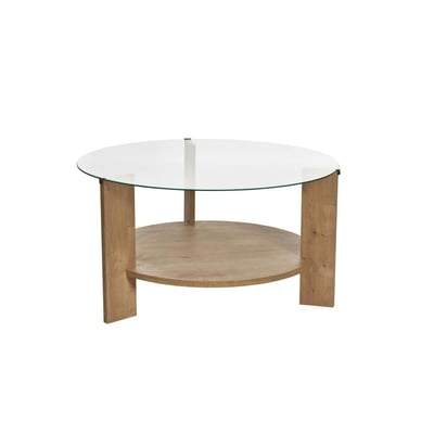 Table basse ronde - plateau bois et verre SALTA PIER IMPORT