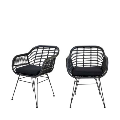 Lot de 2 fauteuils indoor/outdoor aspect rotin et métal avec coussin- TRIESTE HOUSE NORDIC