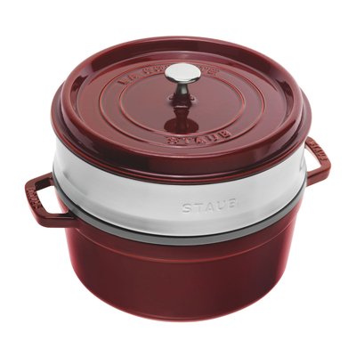 Cocotte avec panier vapeur 26 cm, Rond(e), Grenadine, Fonte STAUB