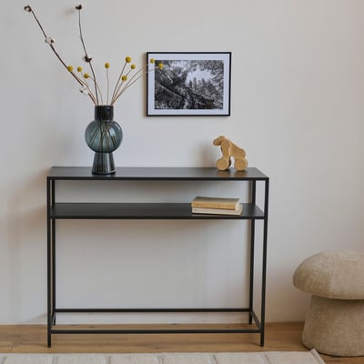 Console rectangulaire double plateau en métal noir L100 - CASSIA HELLIN, DEPUIS 1862