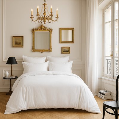 Housse de couette satin de coton lavé unie, Desir BATON ROUGE