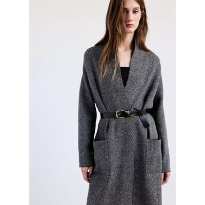 Manteau maille ceinture MANGO