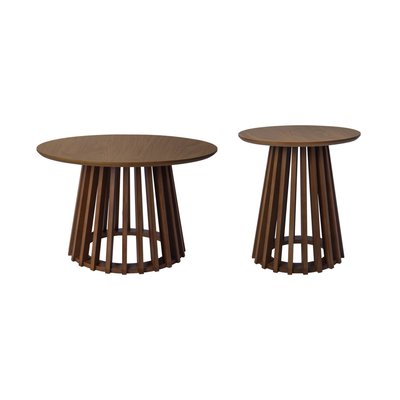 Set de 2 tables basses rondes effet bois et bois de sapin Ø40cm et Ø60cm CLARA SWEEEK