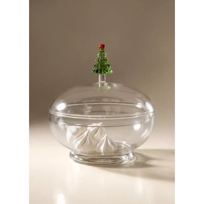 Sucrier en verre avec couvercle à détail sapin MANGO HOME