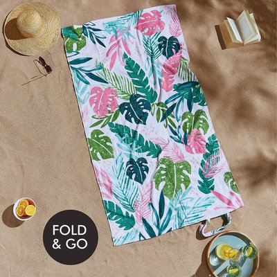 Tropical Palm Cotton Beach Towel in a Bag CATHERINE LANSFIELD