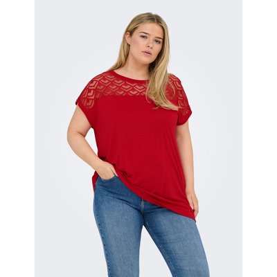 T-shirt col rond, col dentelle ONLY CARMAKOMA