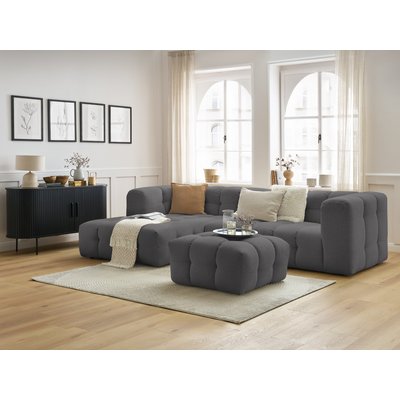 Canapé d'angle fixe 3 places en tissu avec pouf, CLOUD BOBOCHIC