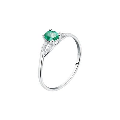 Bague en or blanc 750, diamants, émeraude ARMONIA BLUESPIRIT