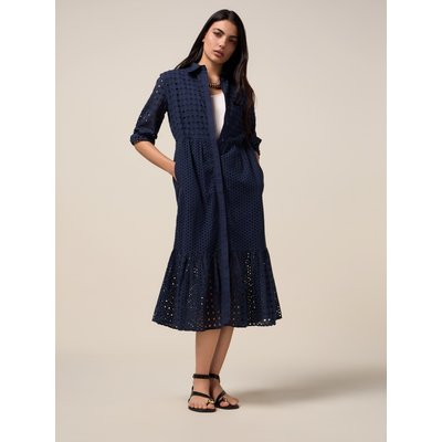 Robe CHEMISIER en broderie anglaise 100% coton à double travail OLTRE