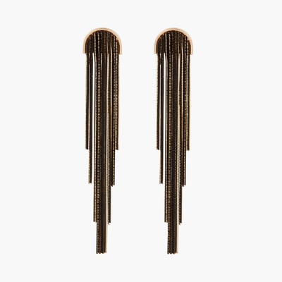 Boucles d'oreilles longues chaînes noir et doré BALABOOSTE