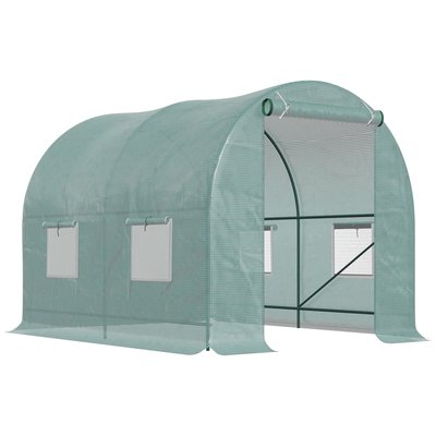 Serre de jardin tunnel 5 m² acier renforcé PE haute densité vert OUTSUNNY