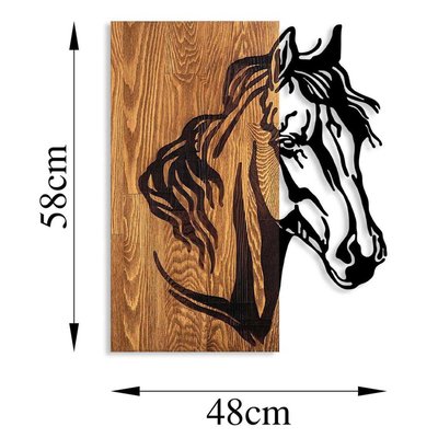 Décoration murale en bois et métal Walnut Cheval HANAH HOME