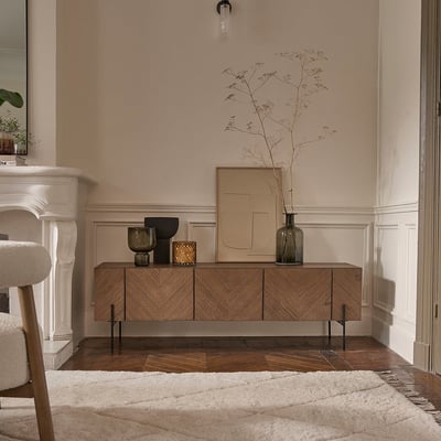 Meuble TV en bois massif 160 cm  CALIX BERAH GETAH