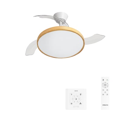 Ventilateur de plafond 40W silencieux avec lumiére et contrôleur mural WIND CLEAR STUDIO CREATE