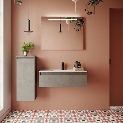 Ensemble vasque intégrée 1 tiroir + colonne à gauche - HUDSON HOMIFAB