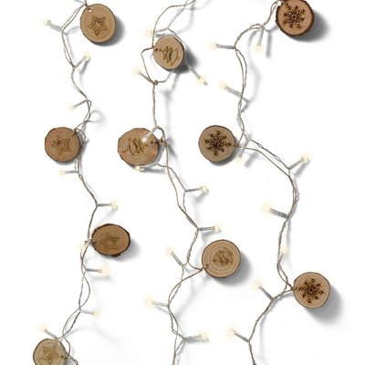 Guirlande lumineuse avec rondins bois (3 assortis : flocon, sapin, étoile), 120 cm PIER IMPORT
