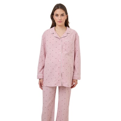 Ensemble 2 pièces pyjama de grossesse en flanelle rayée motifs coeurs VERTBAUDET