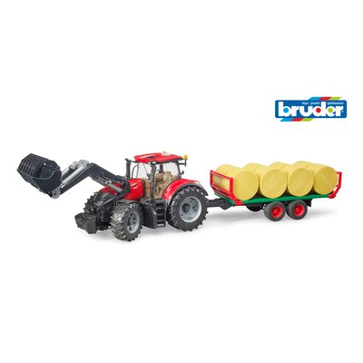 Tracteur case ih optum 300 cvx fourche et remorque à balles BRUDER