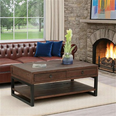 Table basse avec tiroirs en bois recyclé brun SAMOA PIER IMPORT