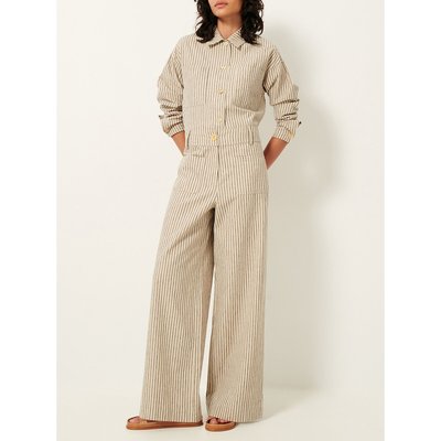 Pantalon rayé large, en lin et coton, MANHATTI SESSUN