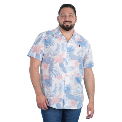Chemise en coton biologique ciel tropicale pourvue d'un col cubain RUCKFIELD