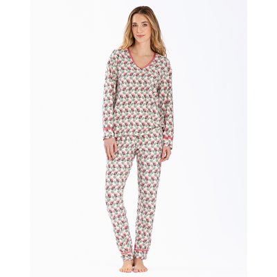Pyjama en jersey imprimée écru ZOÉ 602 LE CHAT
