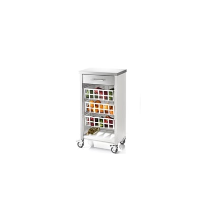 Desserte de cuisine à roulettes MOHER avec plan de travail en inox, tiroir et 3 paniers DON HIERRO