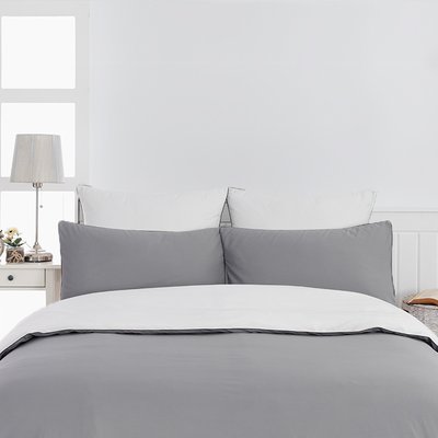 Parure housse de couette bicolore + 2 taies 50x70 cm percale DOZMARY SENSEI MAISON