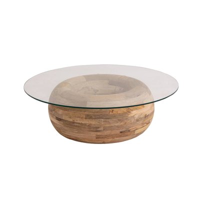 Table basse en bois de manguier et verre  NERYS MADE IN MEUBLES 