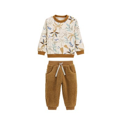 Ensemble bébé sweat-shirt en molleton et pantalon en sherpa Lamascotte PETIT BEGUIN