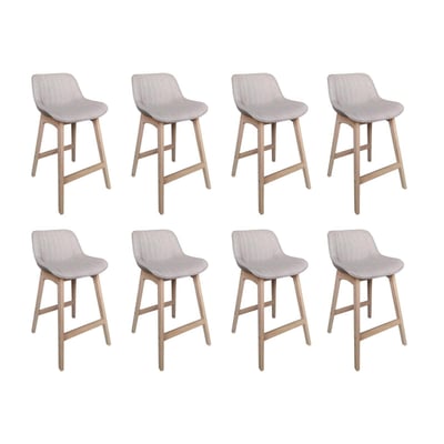 Lot de chaises d'îlot et bar en chêne et assise tissu 65cm MELLOW | Lot de 8 MOB IN