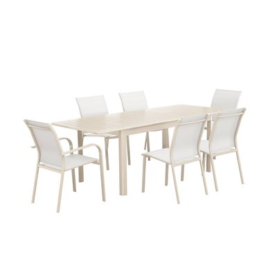 Table de jardin extensible aluminium 4 chaises 2 fauteuils SEATTLE + CLEVELAND + BUFFALO SWEEEK