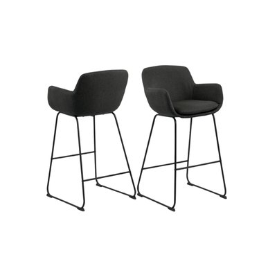 Tabourets de bar à accoudoirs en tissu gris (lot de 2) - SILA HELLIN, DEPUIS 1862