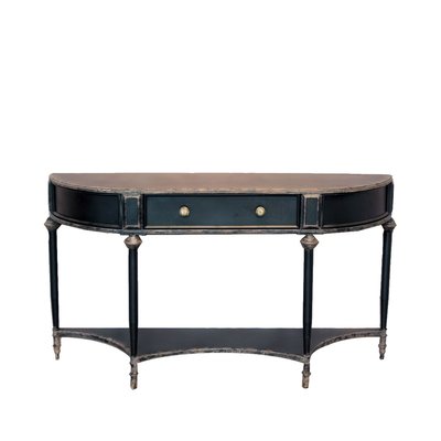 Console Classique en Métal Noir Vieilli avec Tiroir 2 Étages WADIGA