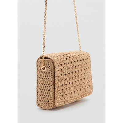 Sac bandoulière fibre naturelle à clous MANGO