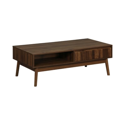 Table basse scandinave rectangulaire décor bois rainuré 1 tiroir LINEAR SWEEEK