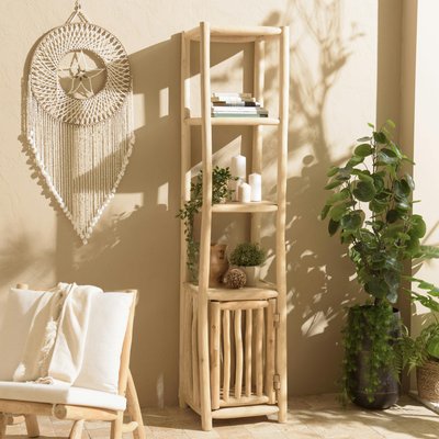 Colonne de rangement rondins de teck naturel 1 placard MANAK PIER IMPORT