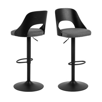 Lot de 2 tabourets de bar réglable en tissu et métal H62-84cm - Coryna DRAWER