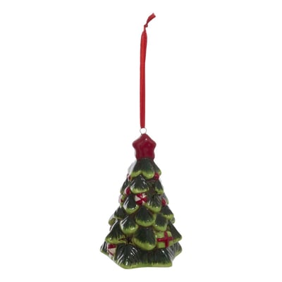 Suspension de sapin lumineuse motif sapin en céramique 10 cm ATMOSPHERA