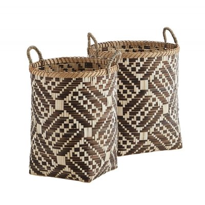 Paniers tressés bambou motif  (set de2) MADAM STOLTZ
