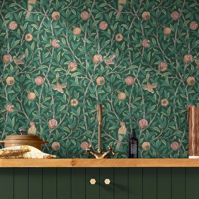 Papier peint Oiseaux et fleurs de grenadier du printemps WILLIAM MORRIS AT HOME