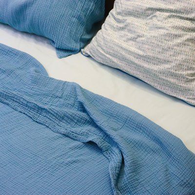 Drap plat en gaze de coton, SIMPLEMENT GAUFRÉ BLANC CERISE