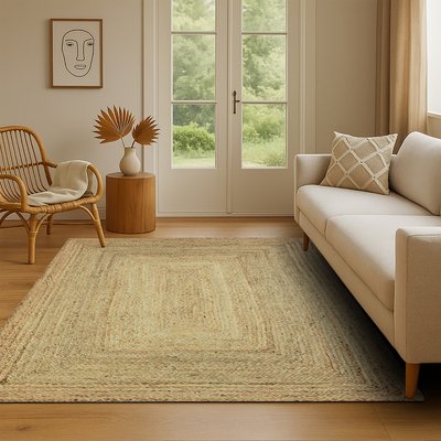 Tapis salon en jute tressé  artisanal VEGETAL JUTE - style bohème THE DECO FACTORY