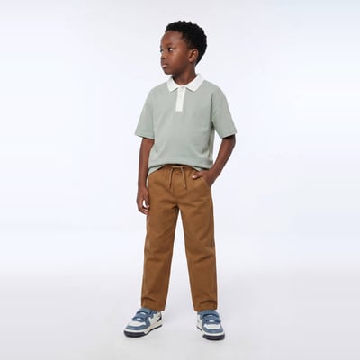 Pantalon droit élastiqué uni en coton BIO GOTS MONOPRIX
