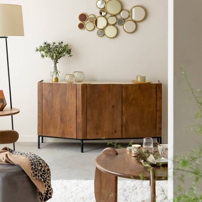 Buffet en bois de manguier et travertin  AZURE MADE IN MEUBLES 